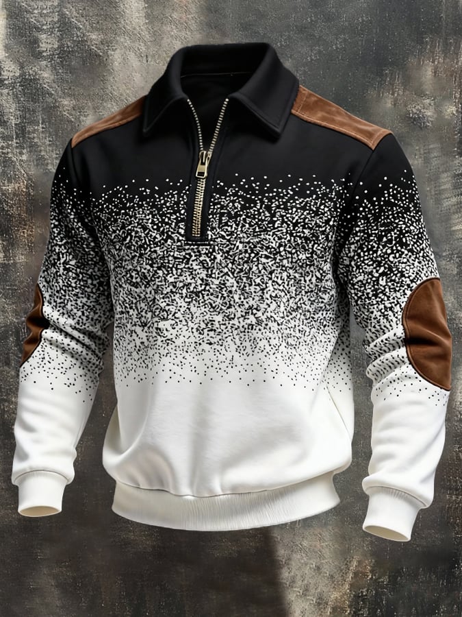 Sudadera retro en bloques de color estampado Color-Blocked con cierre para hombre
