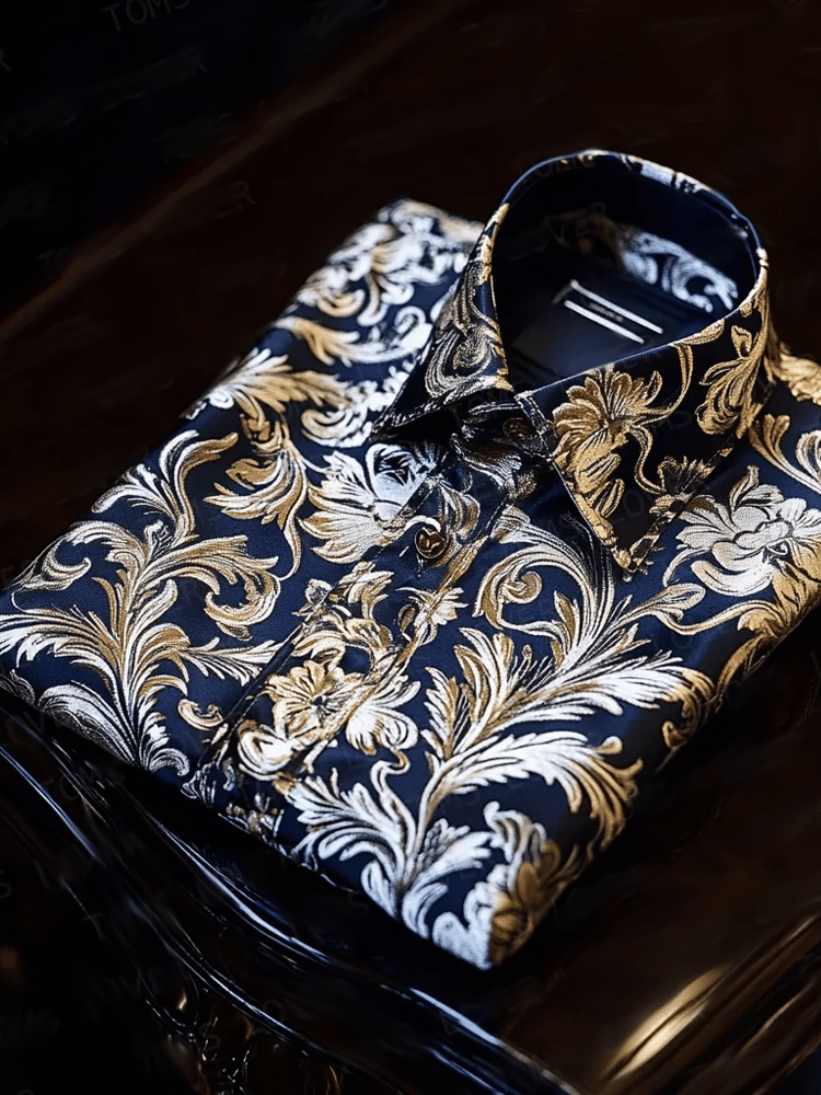 para hombre vintage de lujo de manga larga camisa