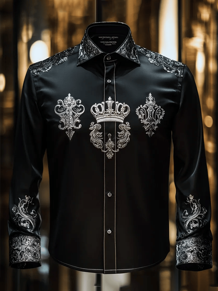 Camisa satén Luxe de manga larga con botones para hombre
