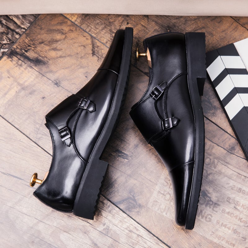 Zapatos ejecutivo casual British Double Buckle cuero