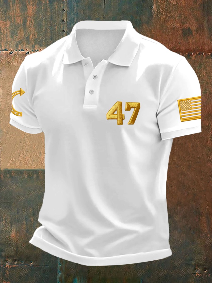 Camisa polo clásico ejecutivo Logo Button de manga corta para hombre