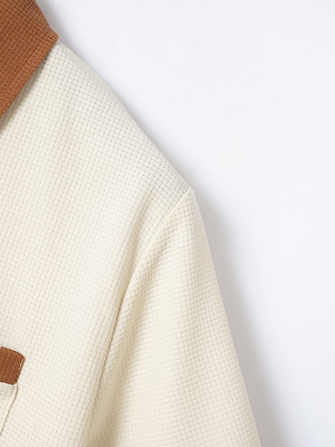 Camisa polo Waffle Fabric de moda casual (With bolsillos) para hombre