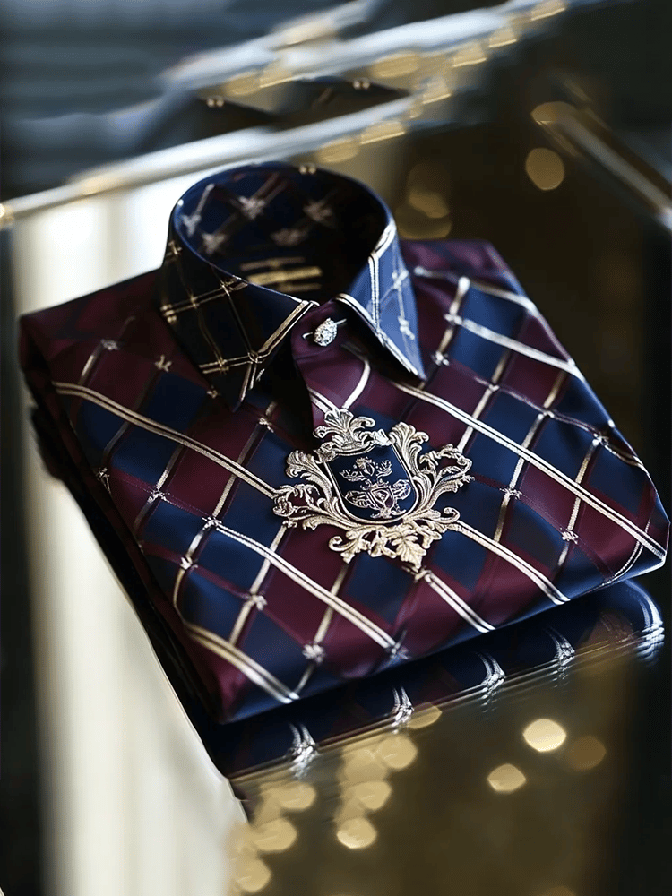 Camisa satén Luxe estampado de manga corta Button para hombre