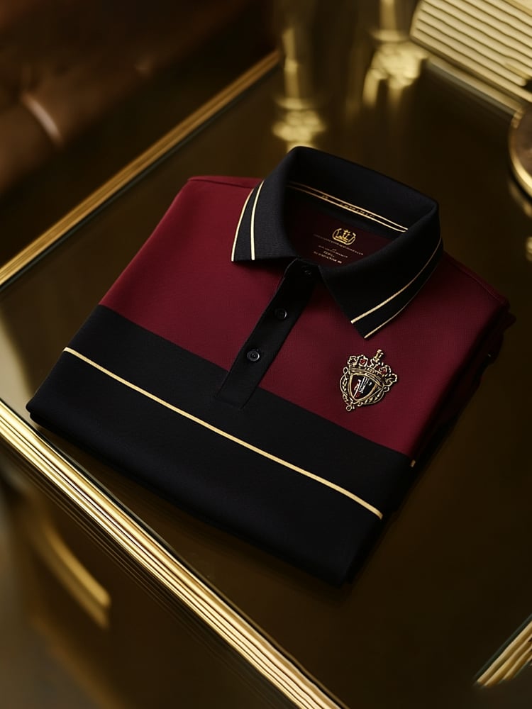 Camisa polo clásico ejecutivo Check Logo Button de manga corta para hombre