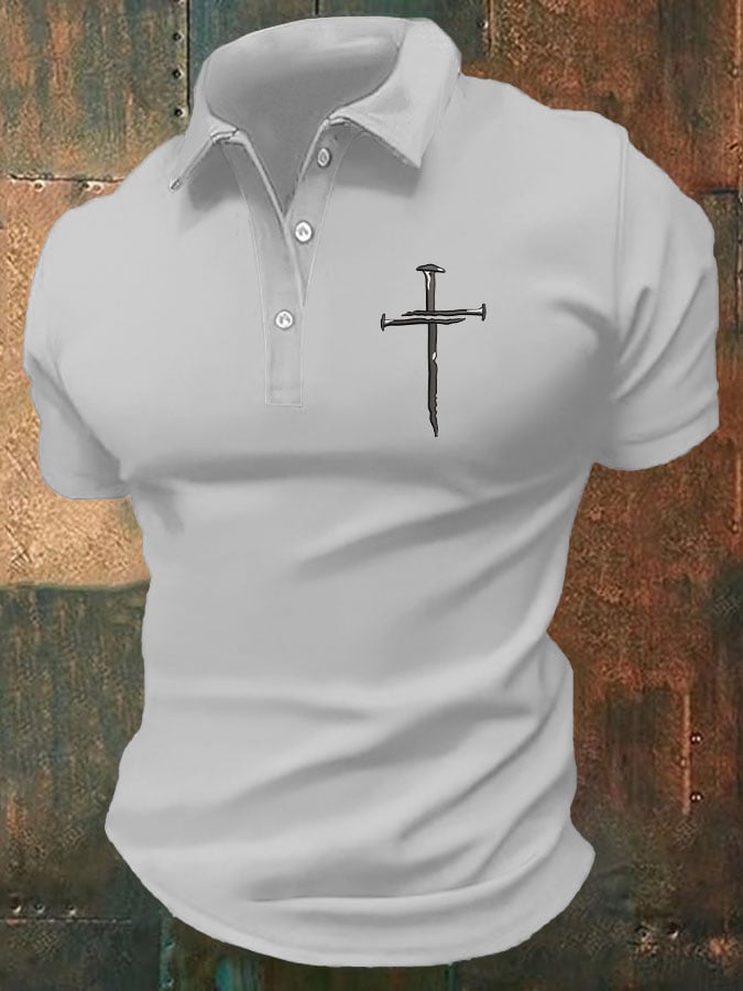 Camisa polo Faith Cross estampado casual para hombre