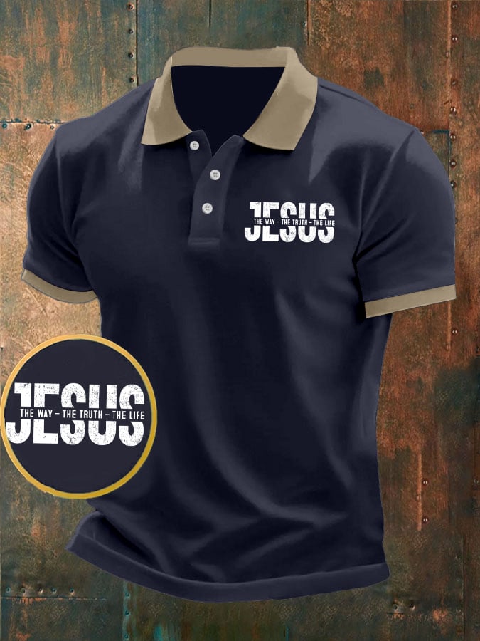 Camisa polo Jesus The Way The Truth The Life estampado casual para hombre