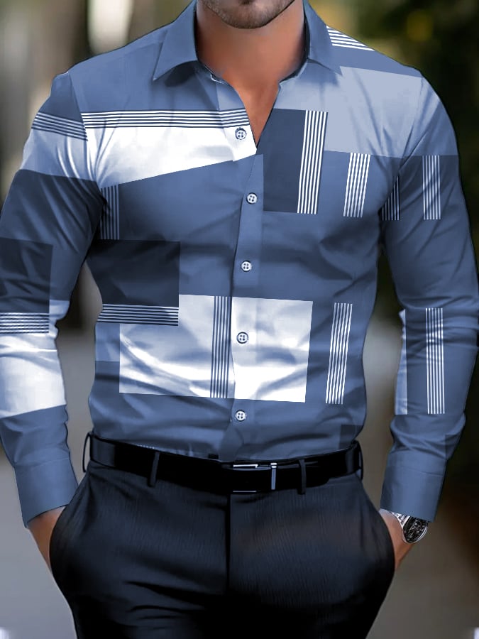 Camisa geométrico estampado ejecutivo para hombre