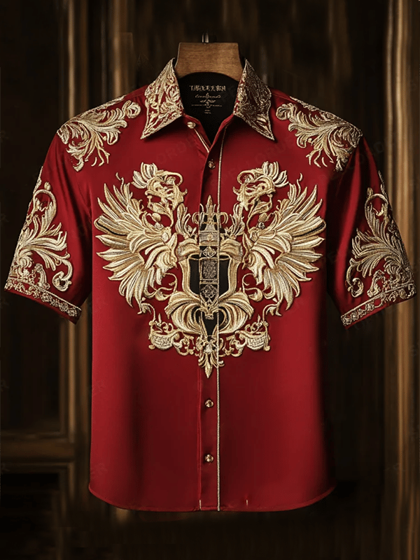 Camisa satén de manga corta para hombre
