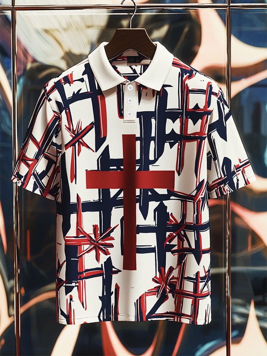Camisa polo ejecutivo Cross Button de manga corta para hombre