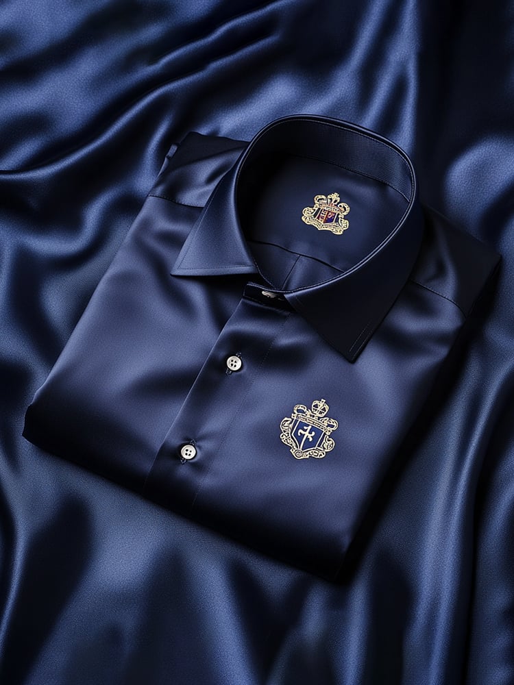 Camisa satén Luxe de manga larga con botones para hombre