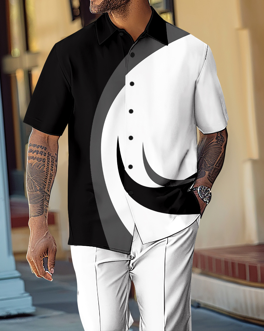 Camisa Gorgeous en bloques de color de manga corta Walking Suit 1071 para hombre