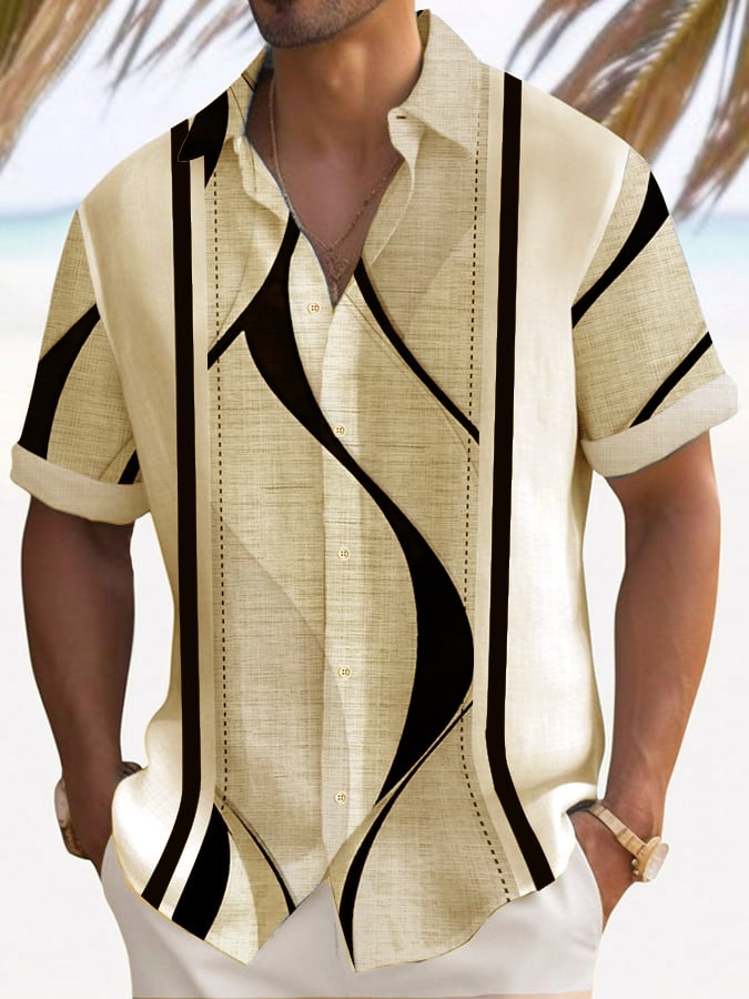 Camisa Trendy estampado Lapel de manga corta