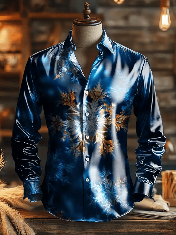 Camisa satén Western vintage de manga corta para hombre