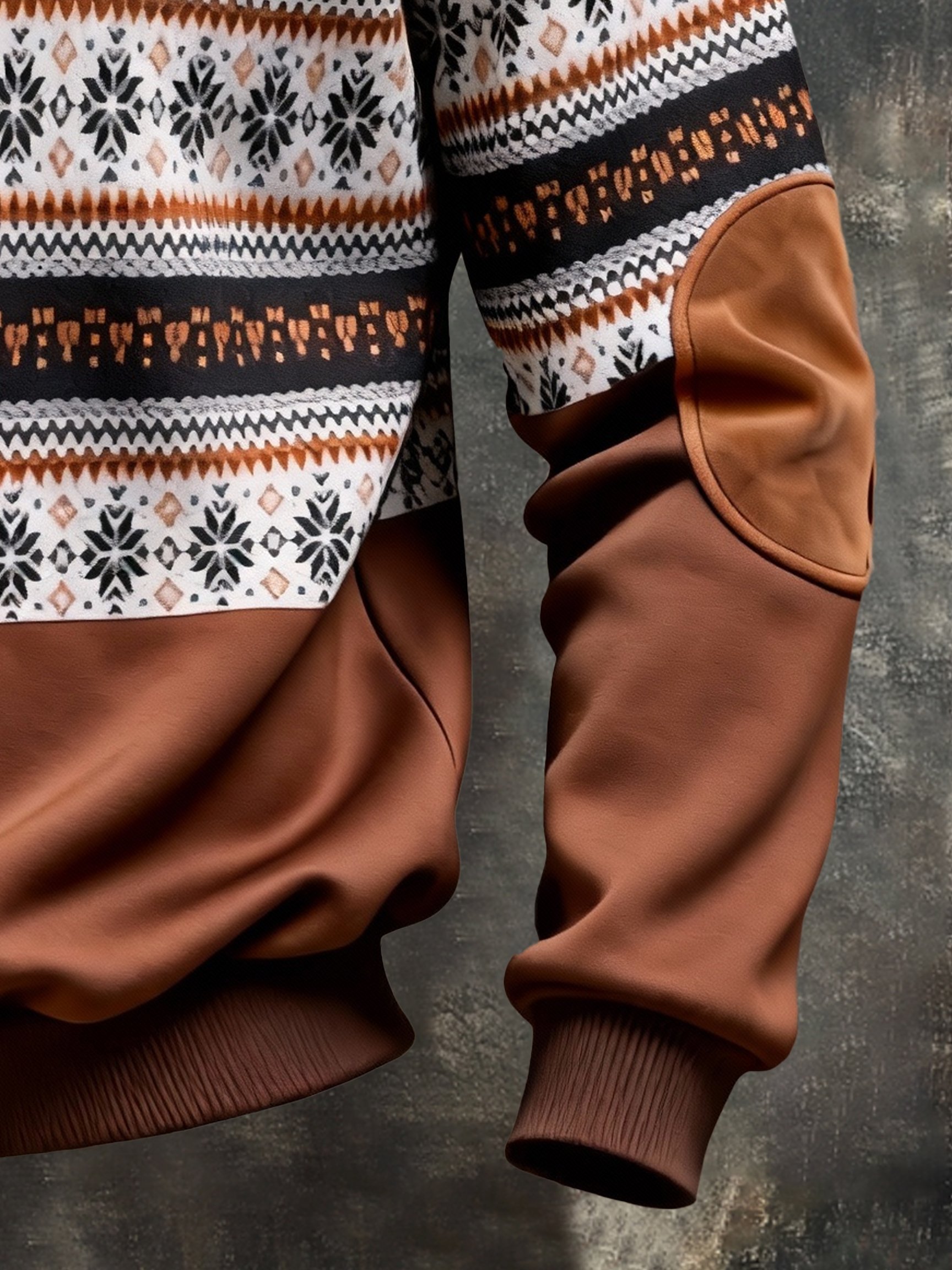 Sudadera vintage Color-Block estampado con cierre con gorrasucha para hombre