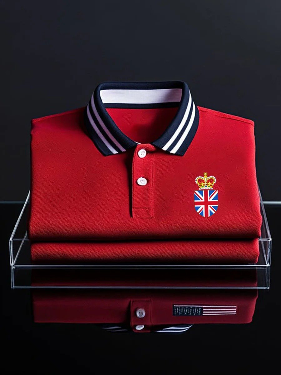 Camisa polo ejecutivo Union Jack casual Button de manga corta para hombre