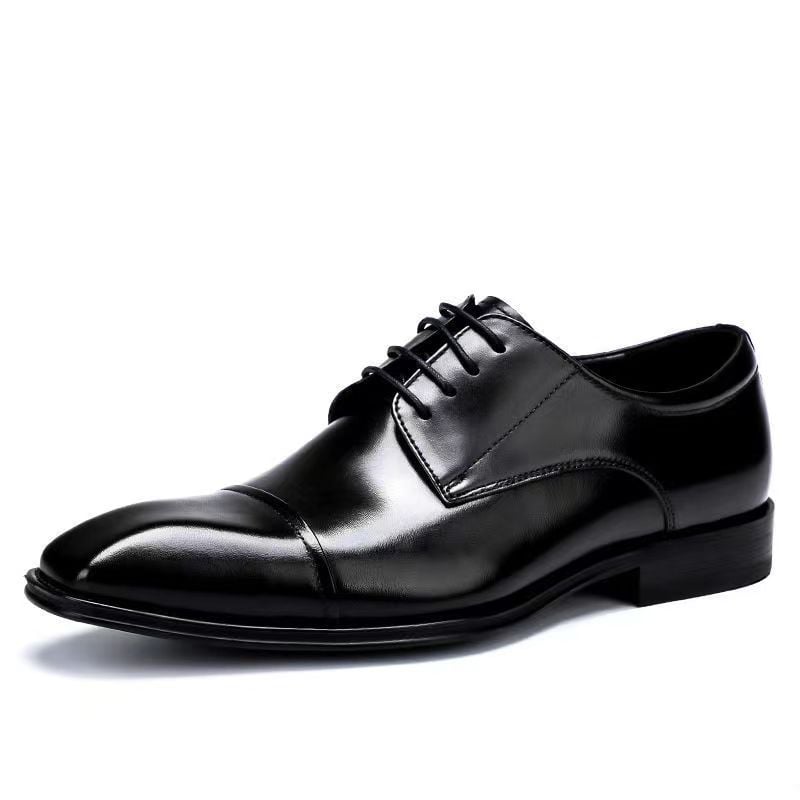 Zapatos elegantee Stereoscopic Square Toe Patchpara trabajo Lace-up Oxford cuero para hombre