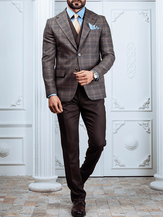 Chaqueta vintage Single-Breasted a cuadros Gentleman's ejecutivo Suit para hombre