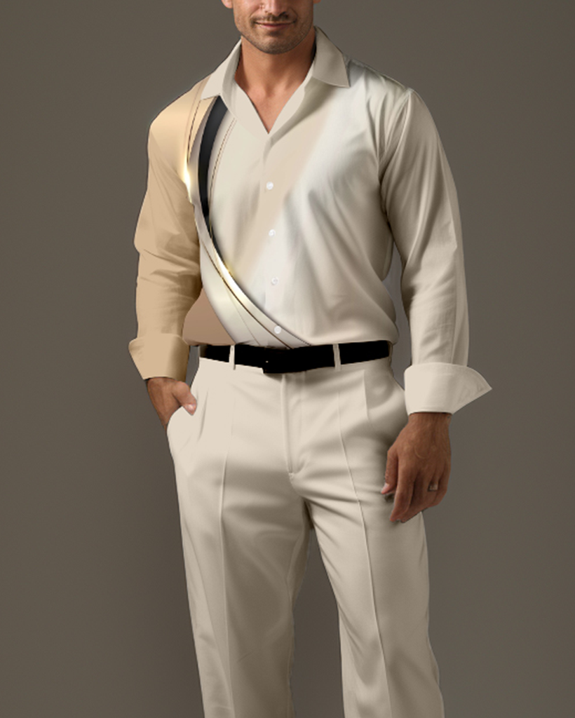Camisa Gradient estampado de manga larga Walking Suit 524 para hombre