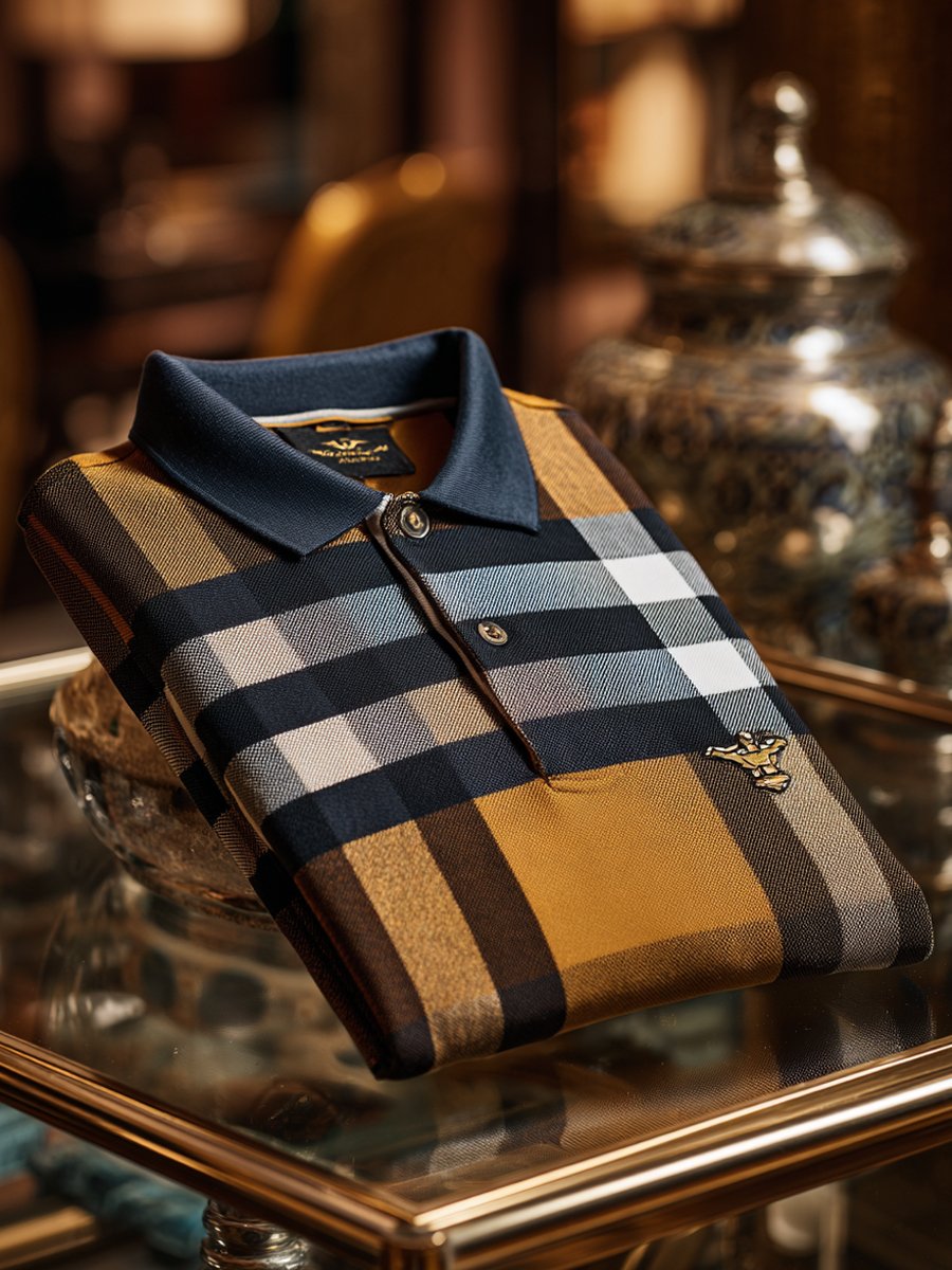 Camisa polo Check ejecutivo casual de manga corta para hombre