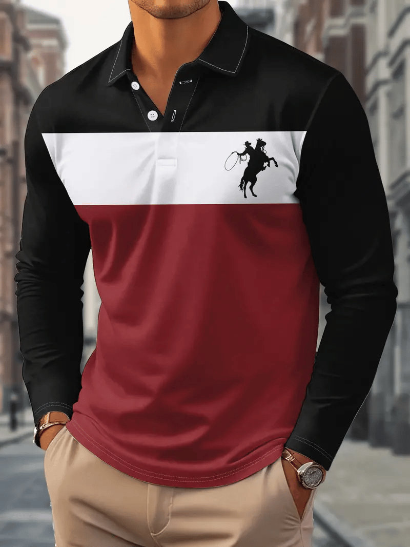 Camisa polo ejecutivo clásico rayas estampado Button para hombre