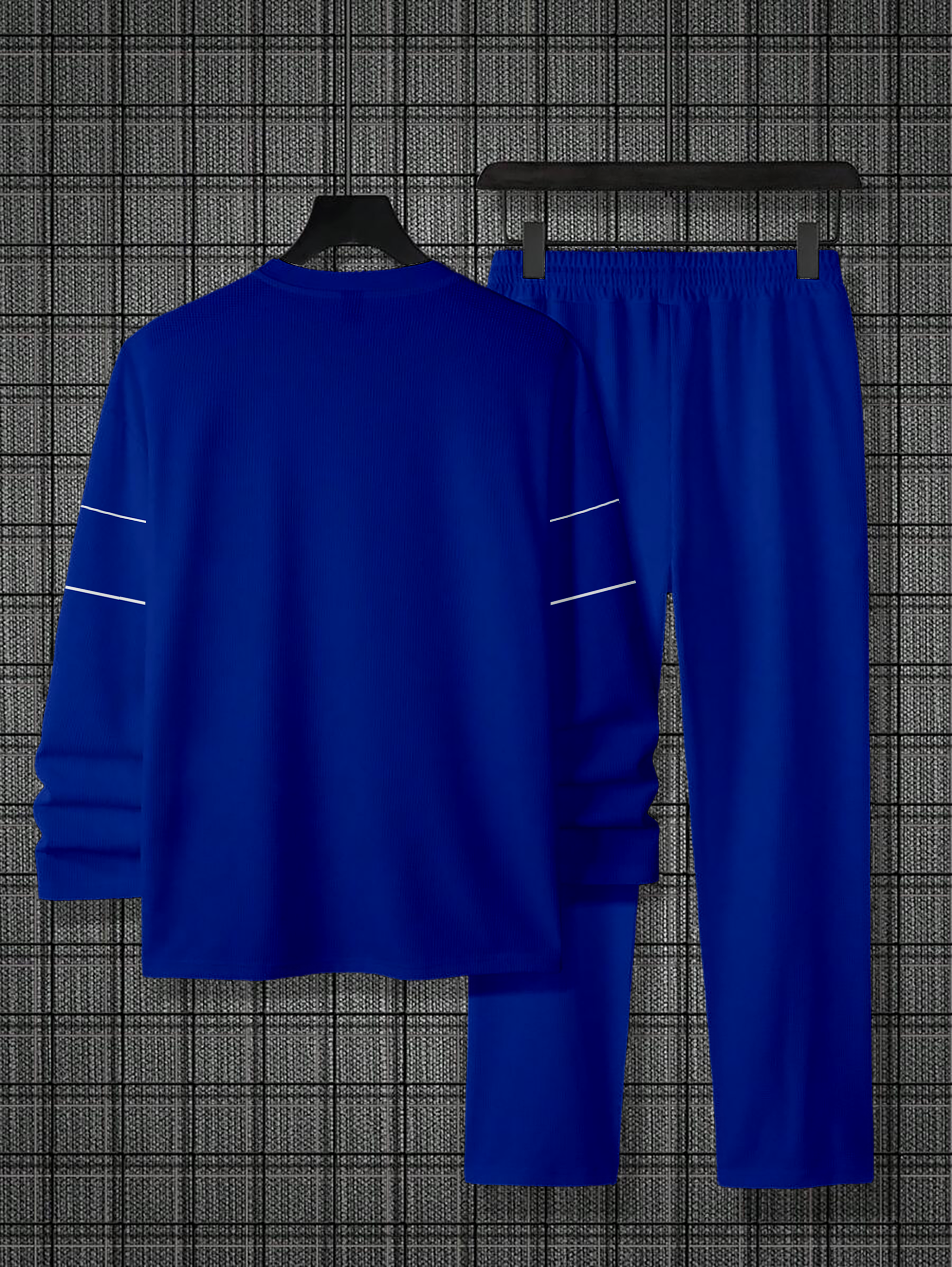 Navy Blue Round Neck casual Sports Set 039 para hombre