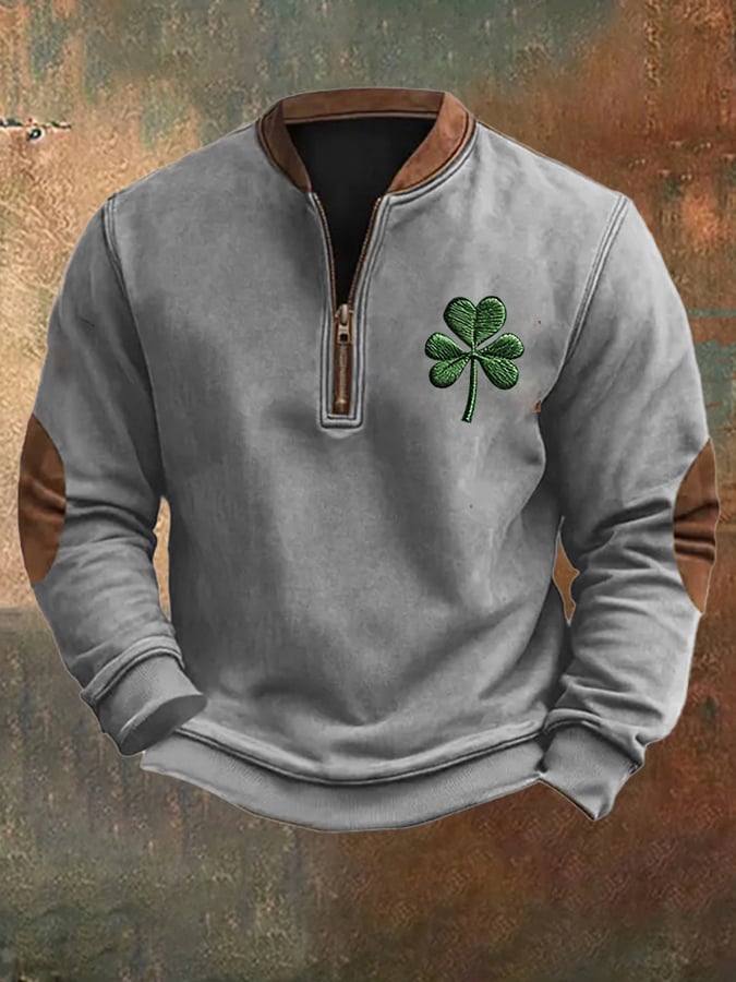 Sudadera St. Patrick's Day estampado con cierre para hombre