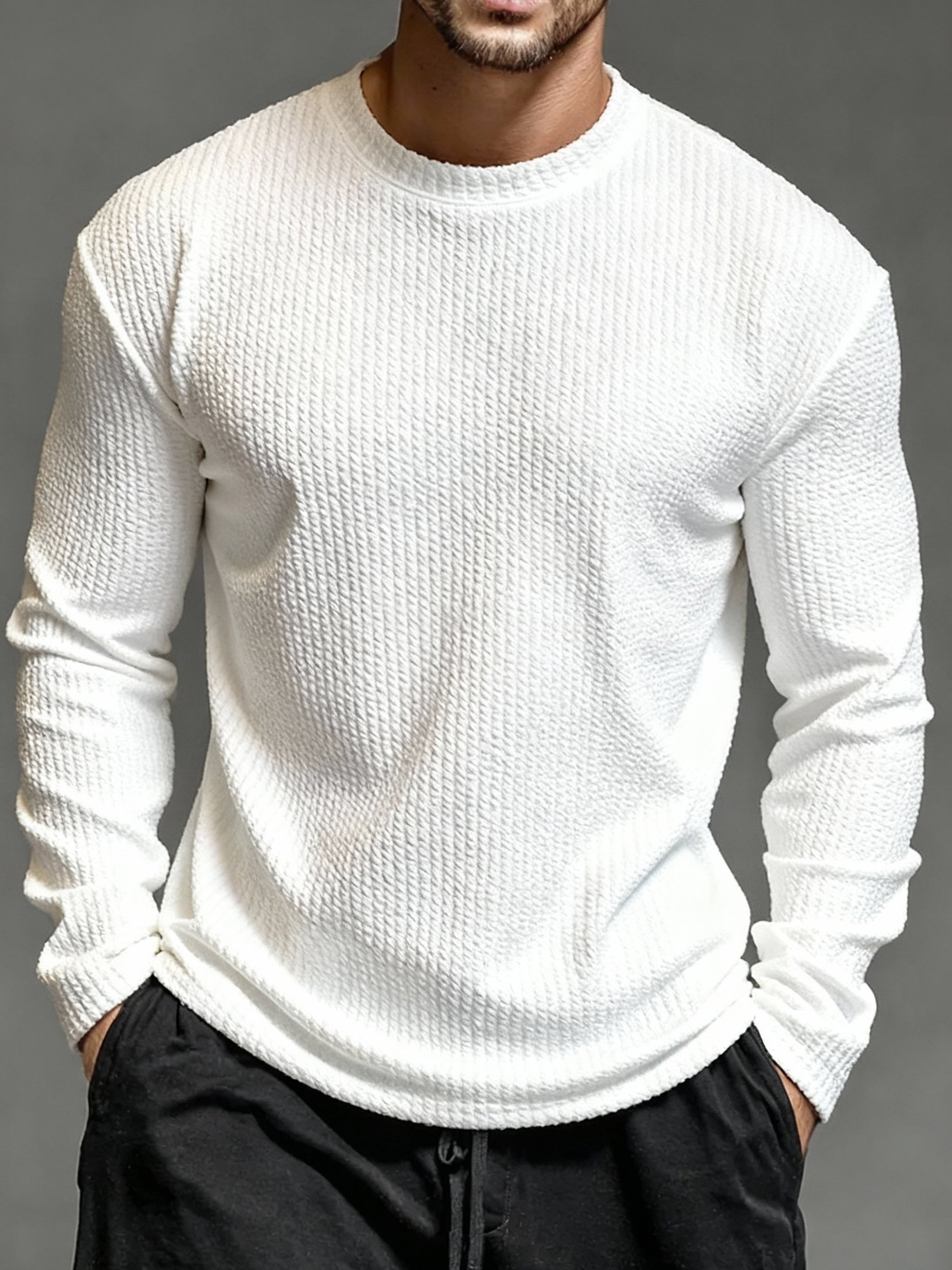 Camiseta Basic clásico de manga larga para hombre