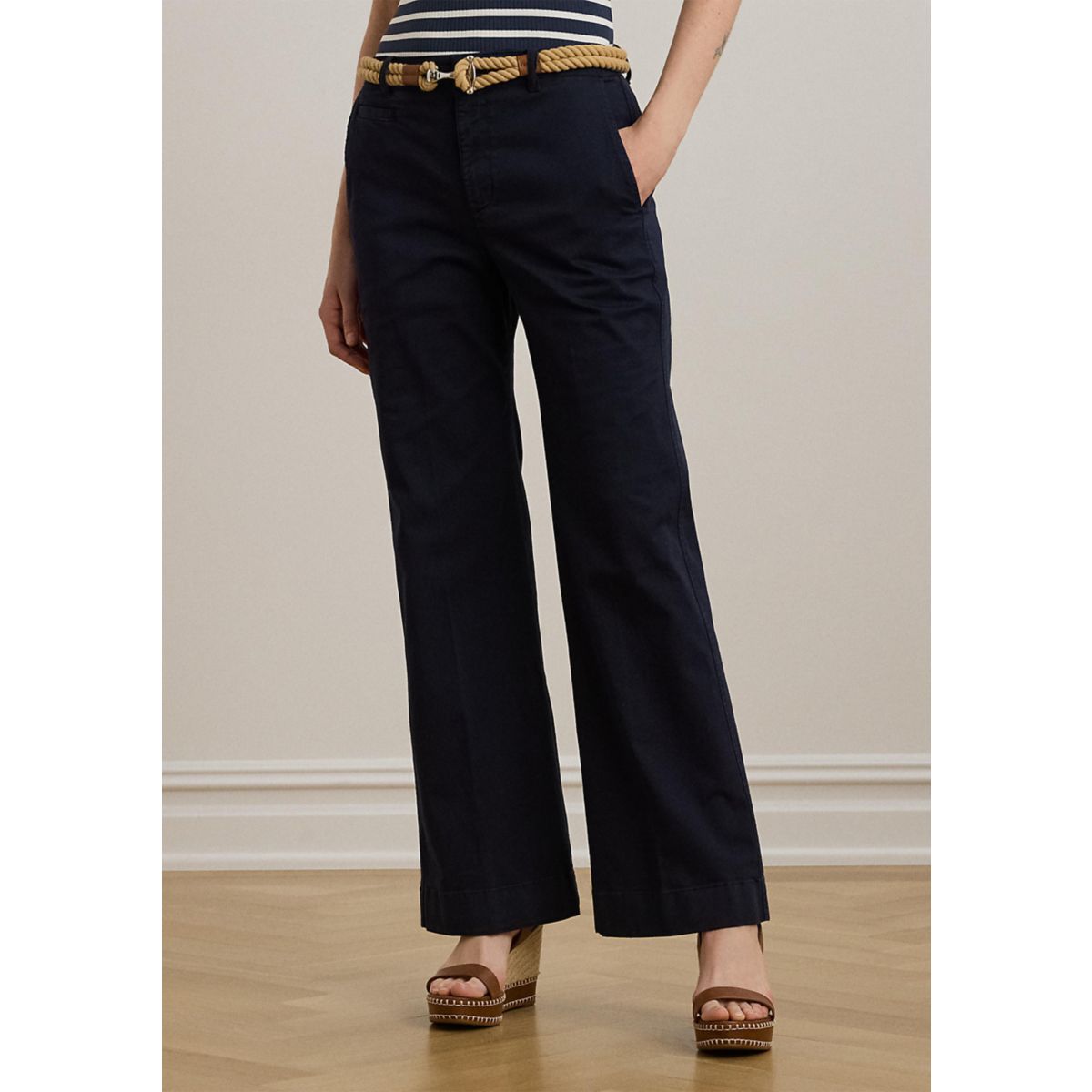 Stretch Cotton Chino Flare Pants - 5