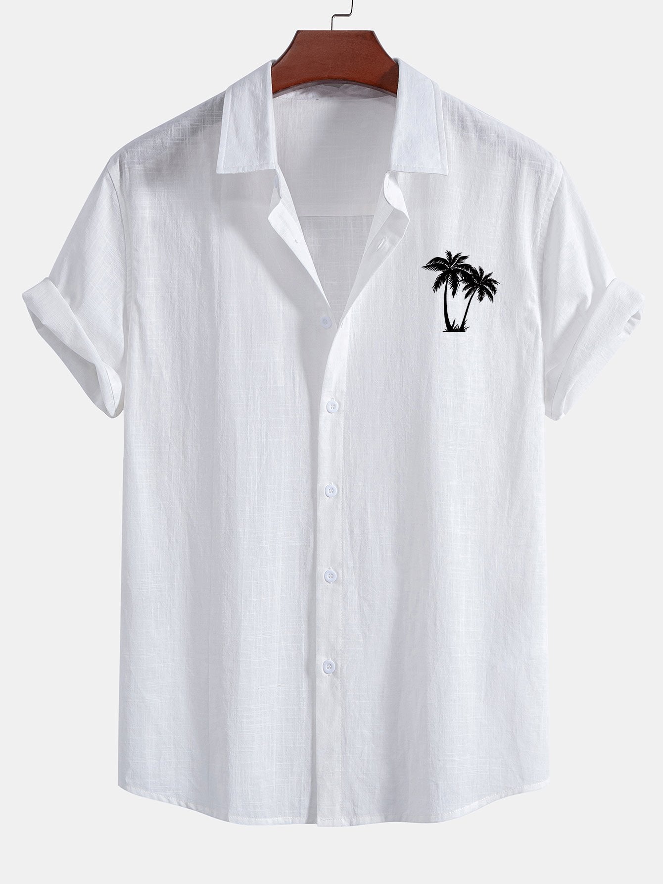 Camisa Palm Trees estampado de lino Look de algodón Button Up