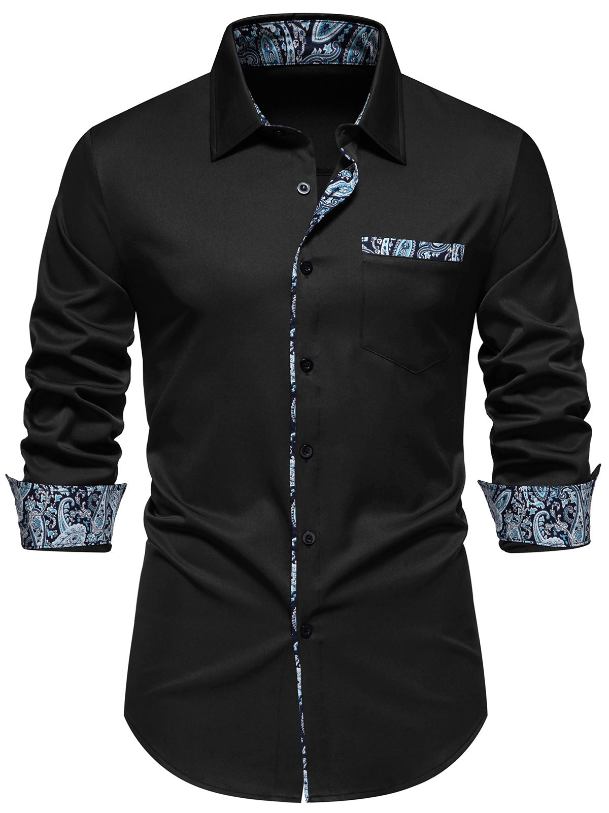 Camisa Paisley estampado Colorblock de manga larga para hombre