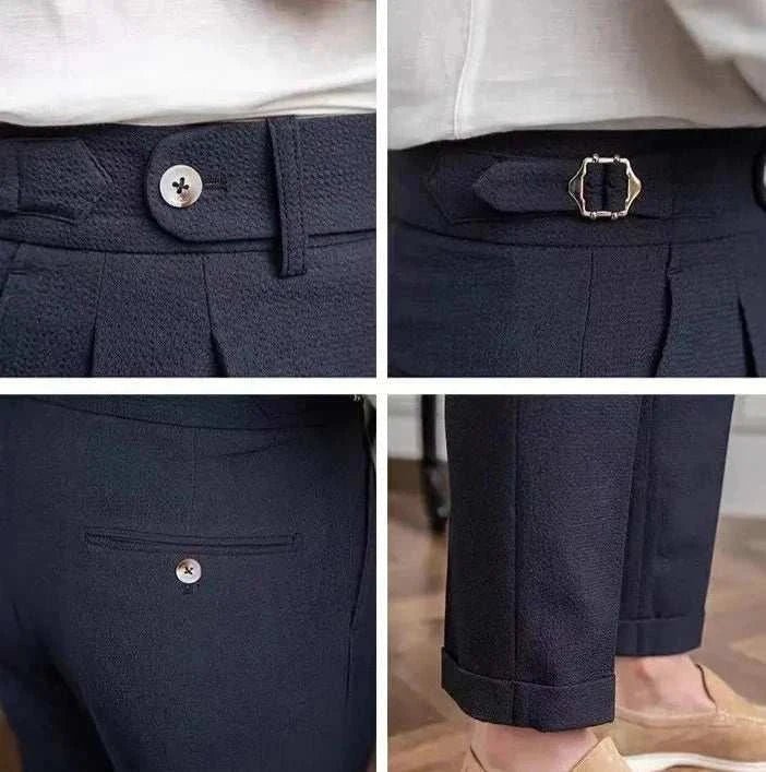 High-waist belt design trousers