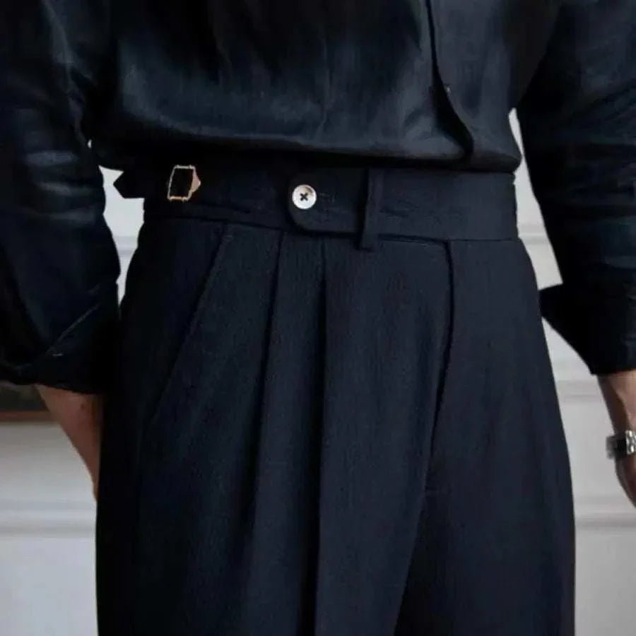 High-waist belt design trousers
