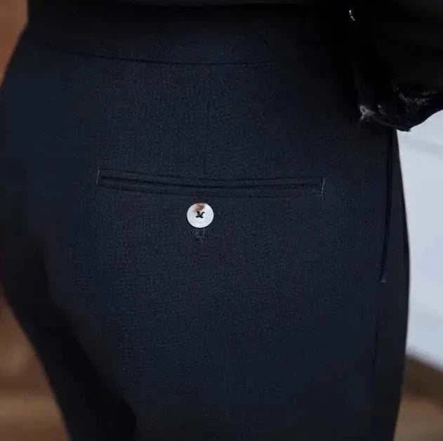 High-waist belt design trousers