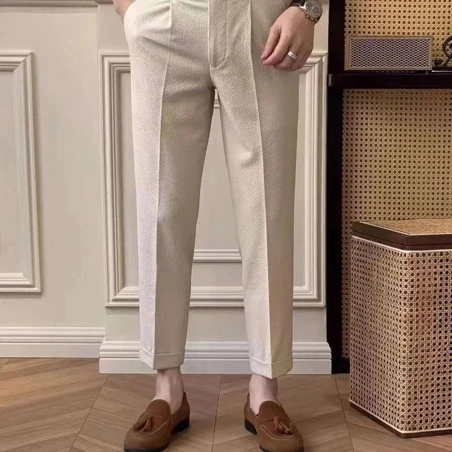 High-waist belt design trousers