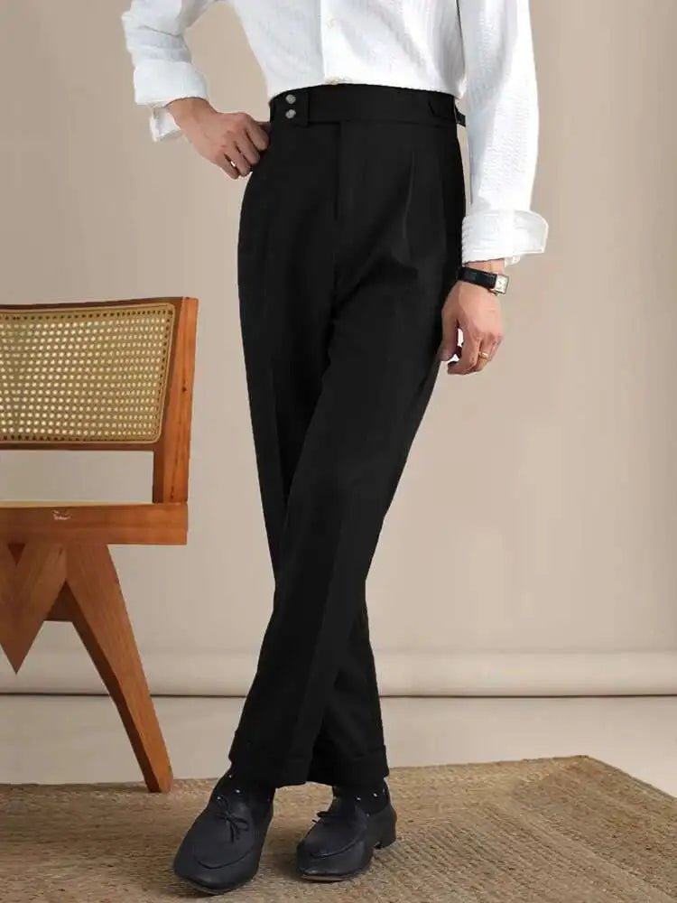 High-waist de lino straight fit trousers