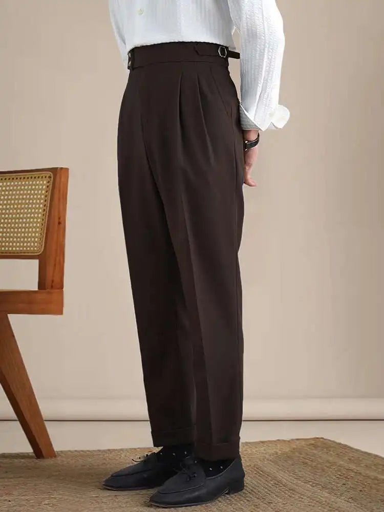 High-waist de lino straight fit trousers