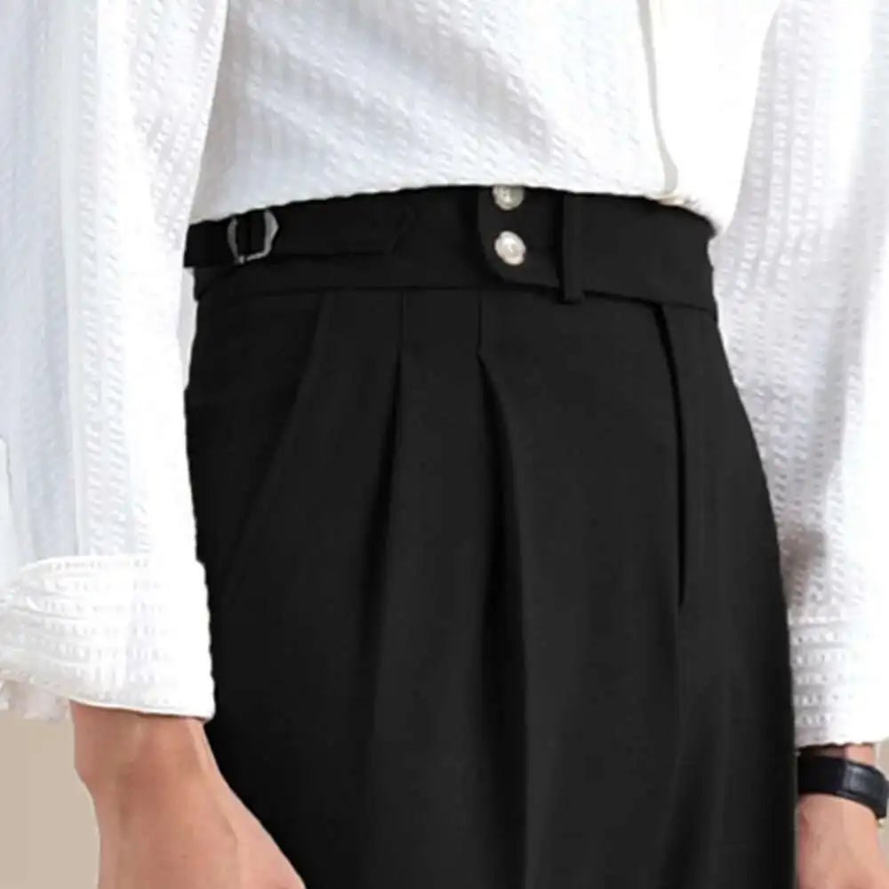 High-waist de lino straight fit trousers