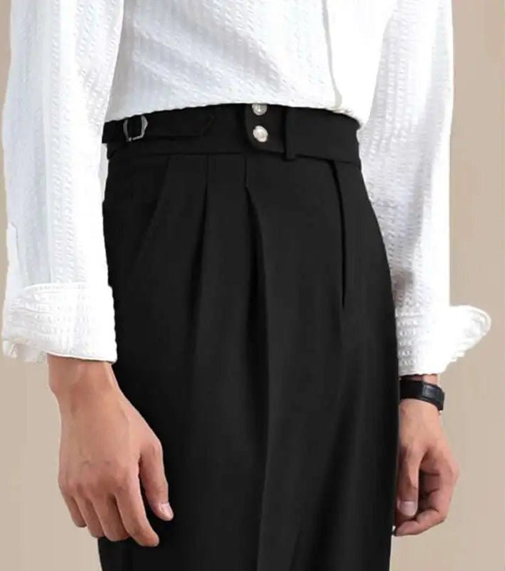 High-waist de lino straight fit trousers