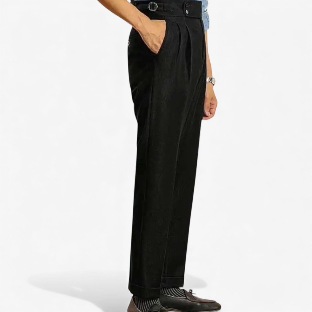 High-waist office black trousers