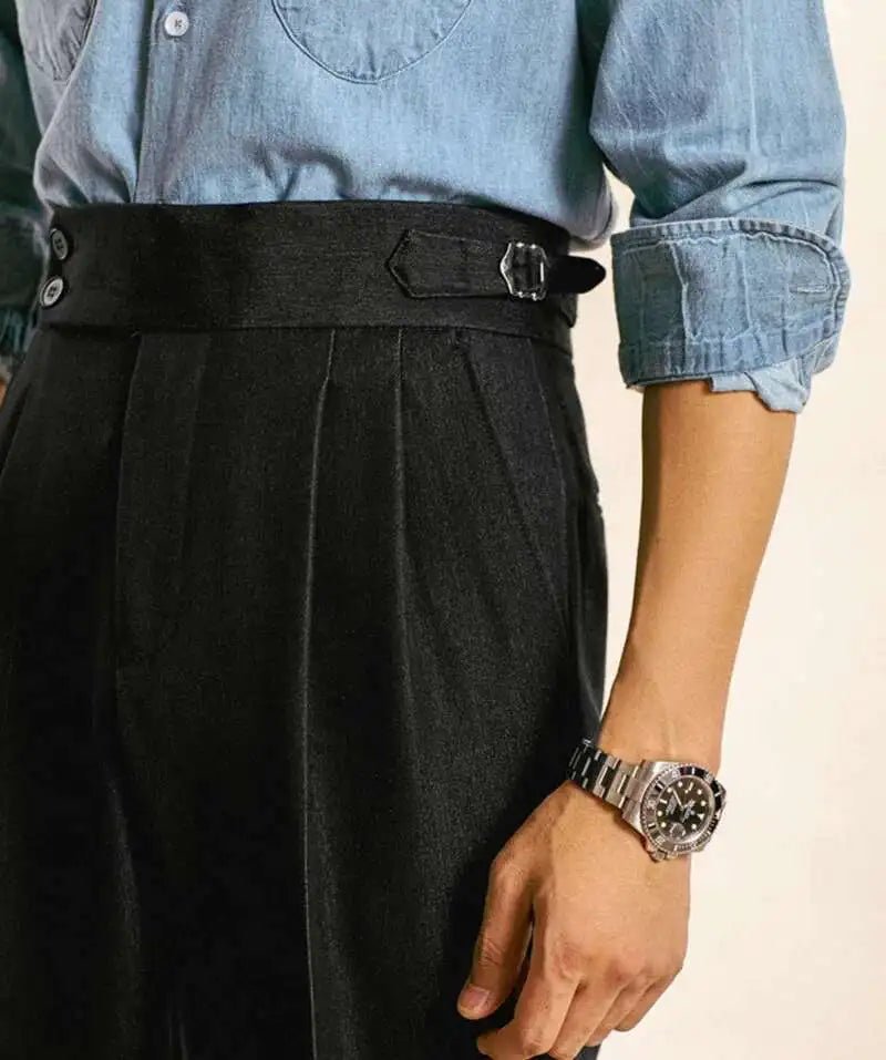 High-waist office black trousers