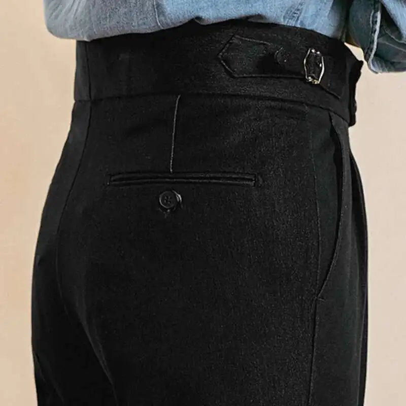 High-waist office black trousers