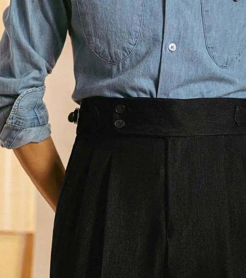 High-waist office black trousers