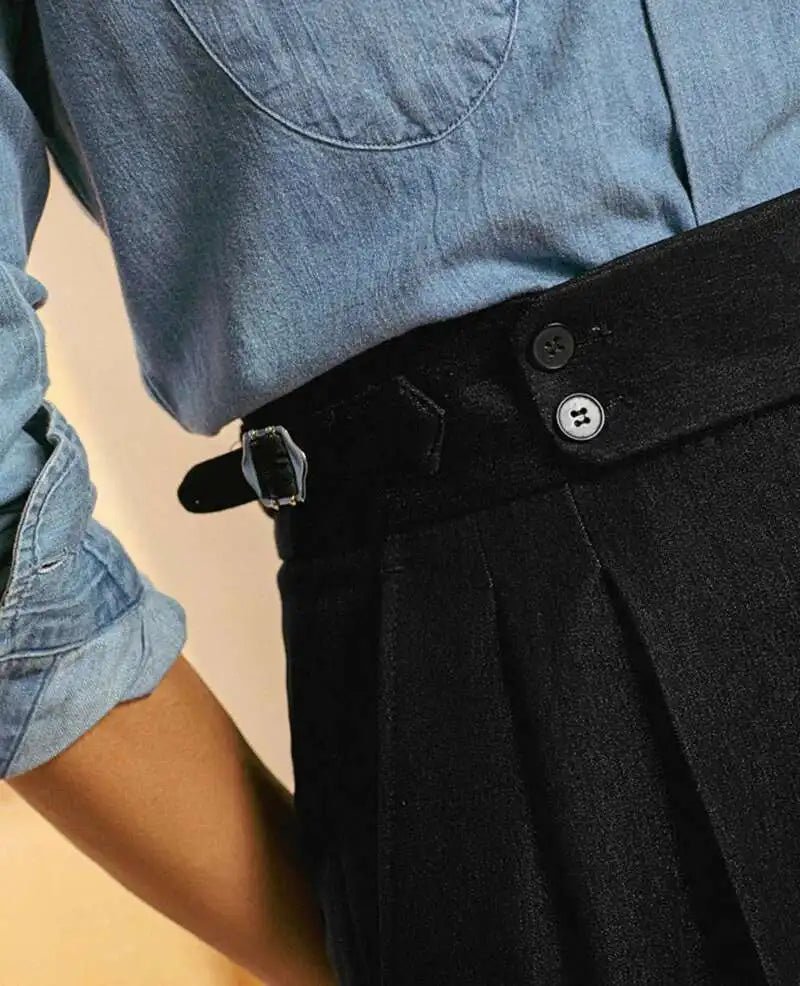 High-waist office black trousers