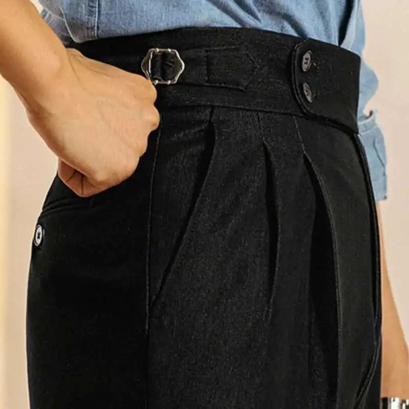 High-waist office black trousers