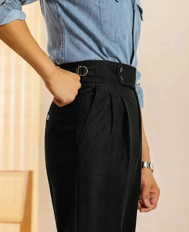 High-waist office black trousers