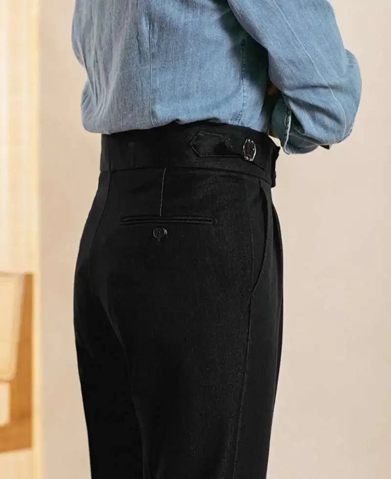 High-waist office black trousers