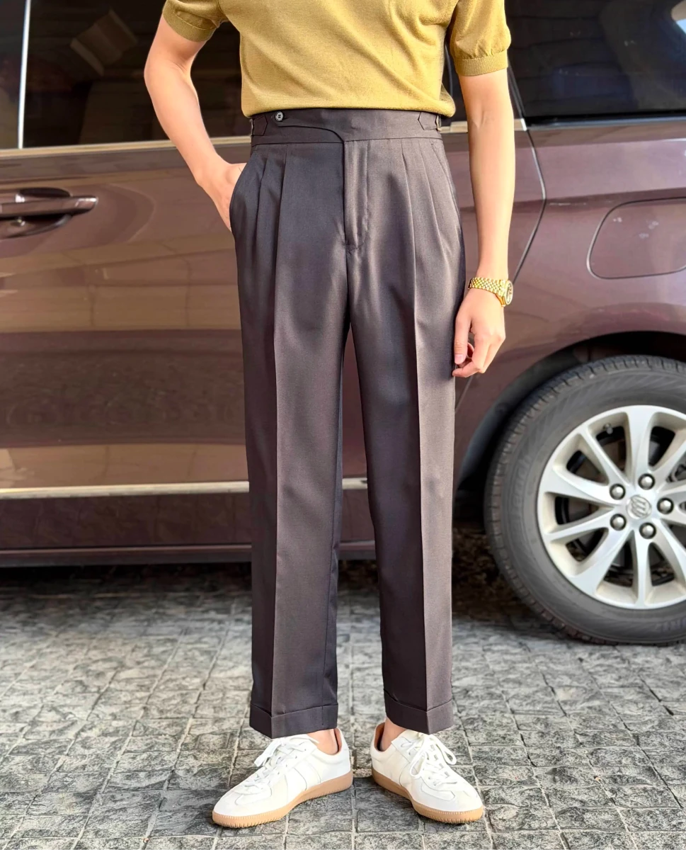 High-waist thin naples trousers