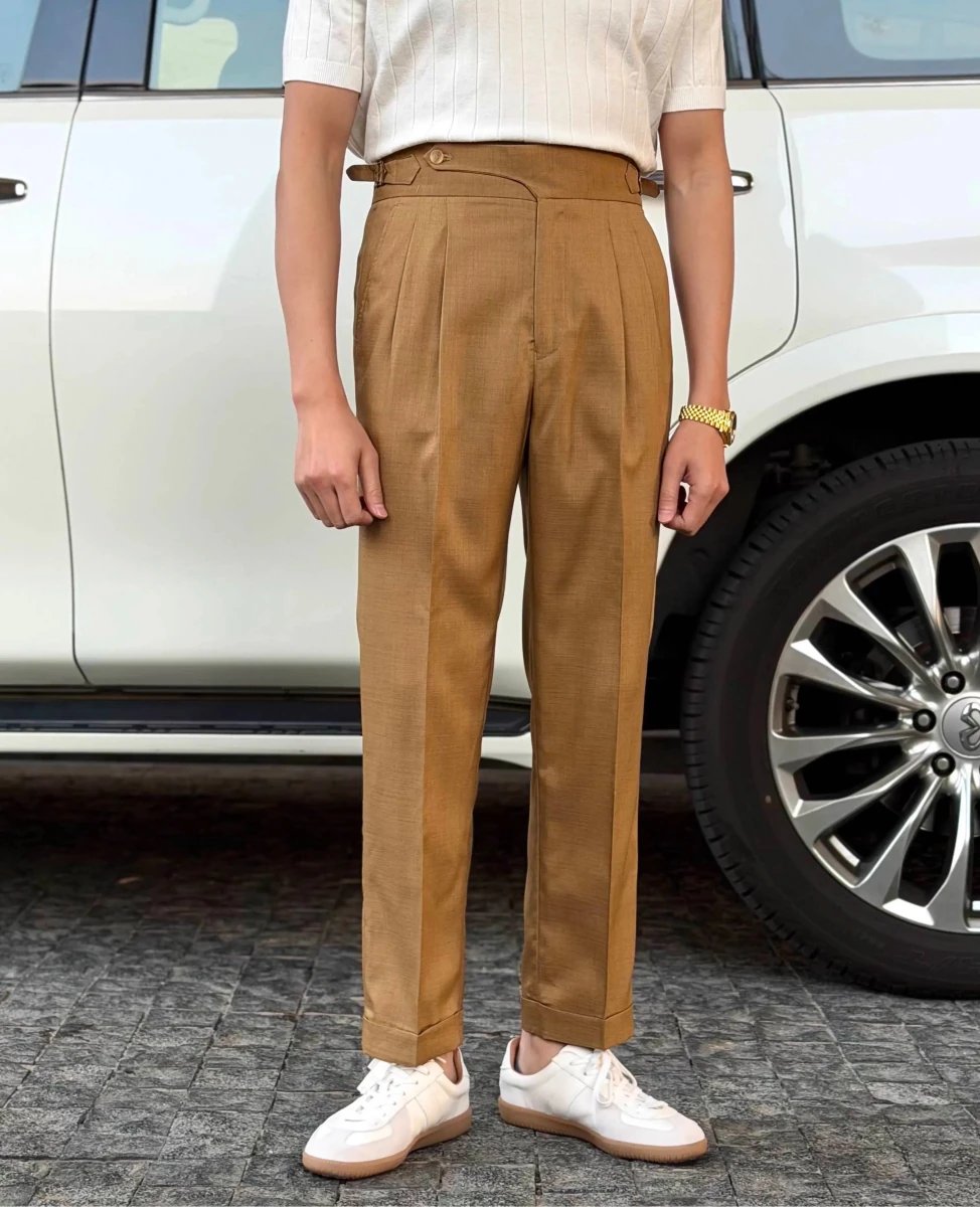 High-waist thin naples trousers