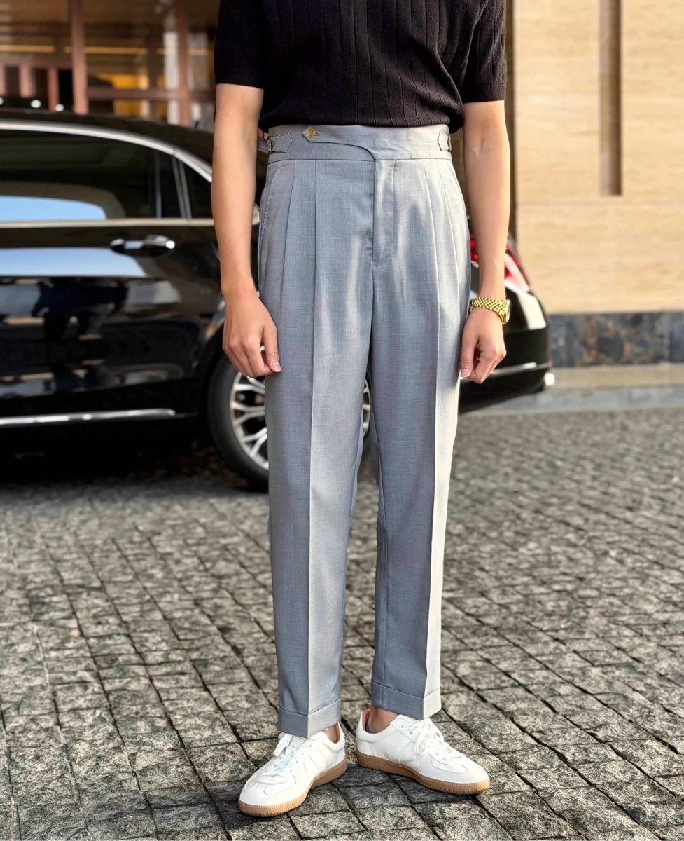 High-waist thin naples trousers