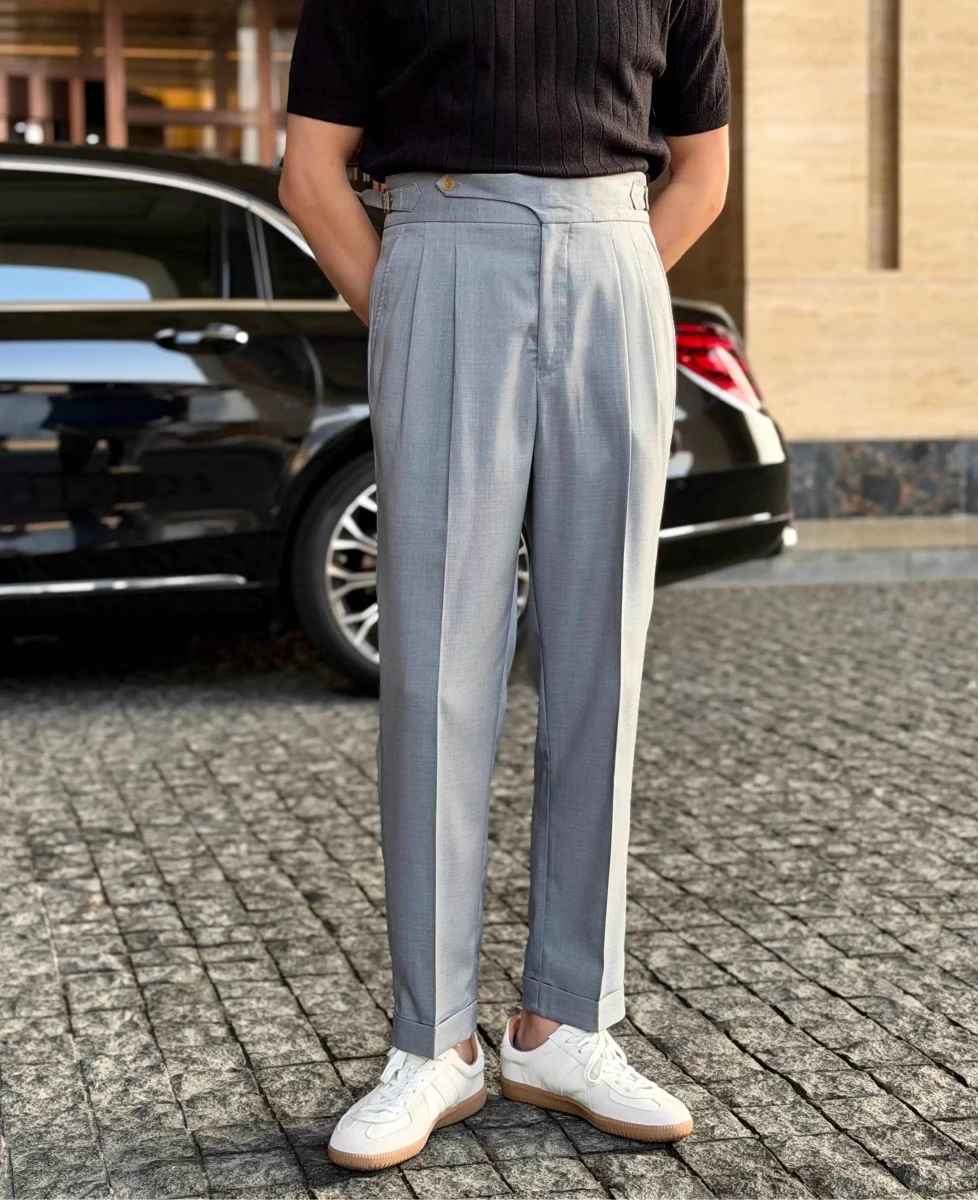 High-waist thin naples trousers